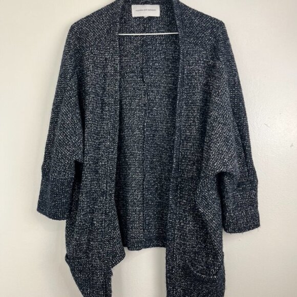 Cupcakes & Cashmere Black & White Loose Open Front Cardigan - Picture 2 of 11
